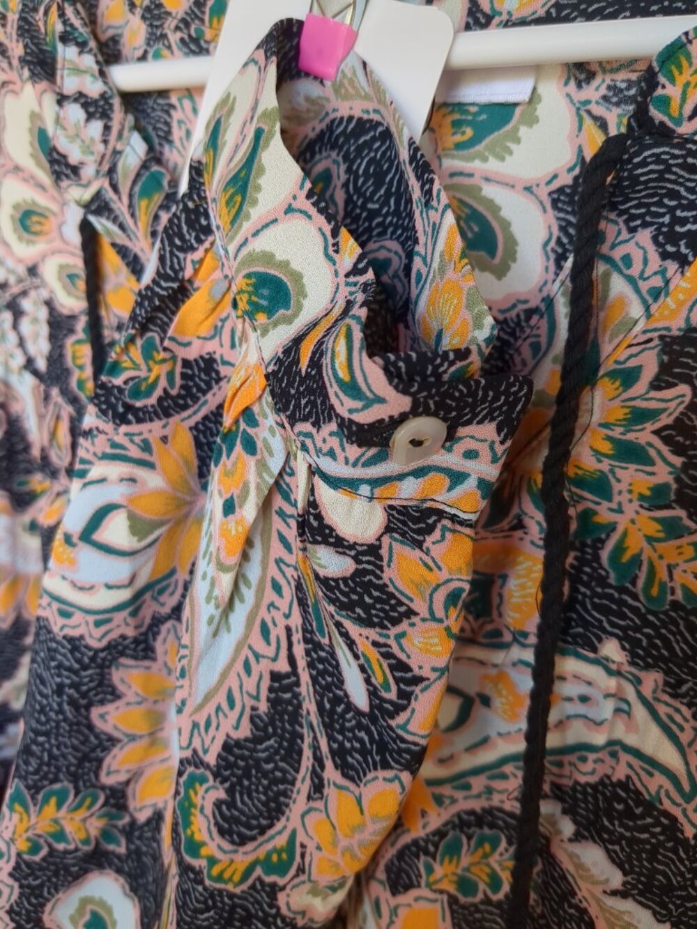 L Long Sleeve Multi Color Design Mid Button Up Tunic - Picture 3 of 16